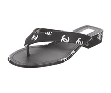 Load image into Gallery viewer, CHANEL Classic 2022 Interlocking CC Logo Canvas Leather Slides