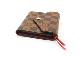 Louis Vuitton Small Victorine Wallet In Damier Ebene Cerise Red Accent