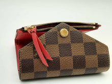 Load image into Gallery viewer, Louis Vuitton Small Victorine Wallet In Damier Ebene Cerise Red Accent